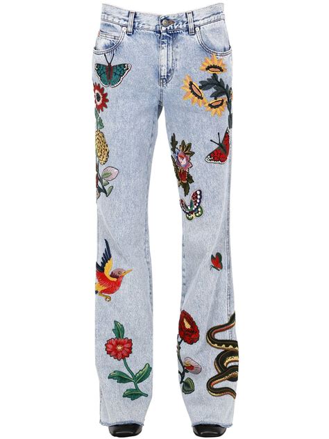 gucci patch jeans|Gucci distressed jeans.